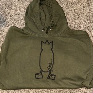 Olive Green Hoodie with Graphic Design